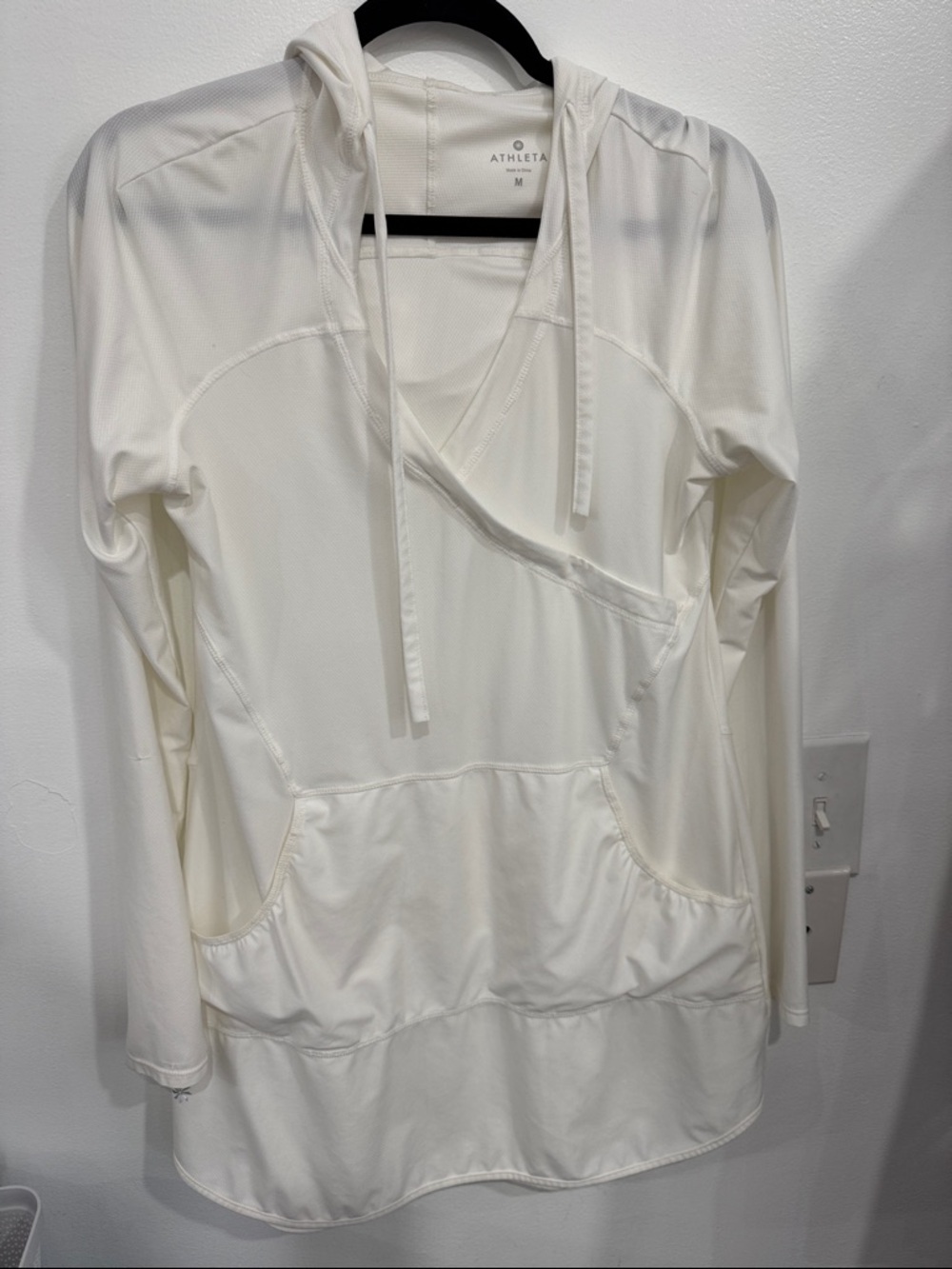 Athleta White Hooded Long-Sleeve Athletic Dress
